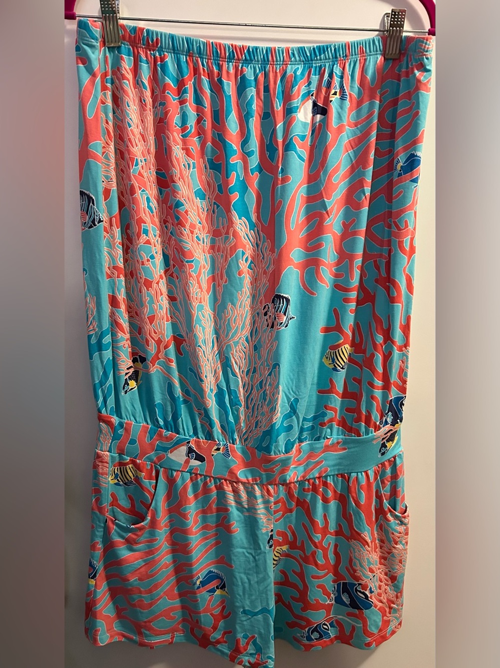 Tropical strapless romper